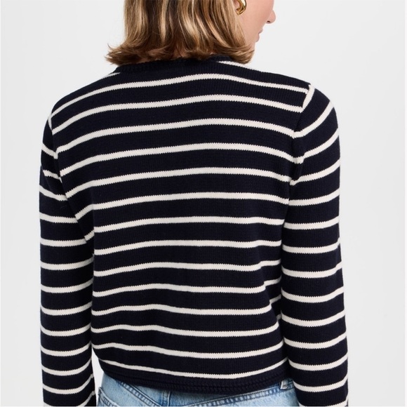 FRAME Wool Cotton blend Cardigan small gold buttons striped sweater - Picture 12 of 13